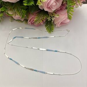 NWOT Kendra Scott Aylin Long Necklace in silver blue